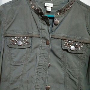 Crop army green jacket